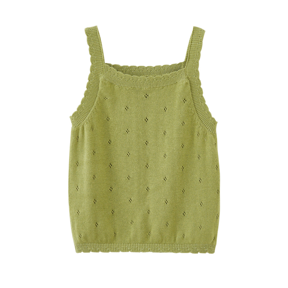 Chaleco de punto para niñas huecas con tirantes Chaleco de bebé para niños de algodón fino de verano para niños con falda tutu al por mayor