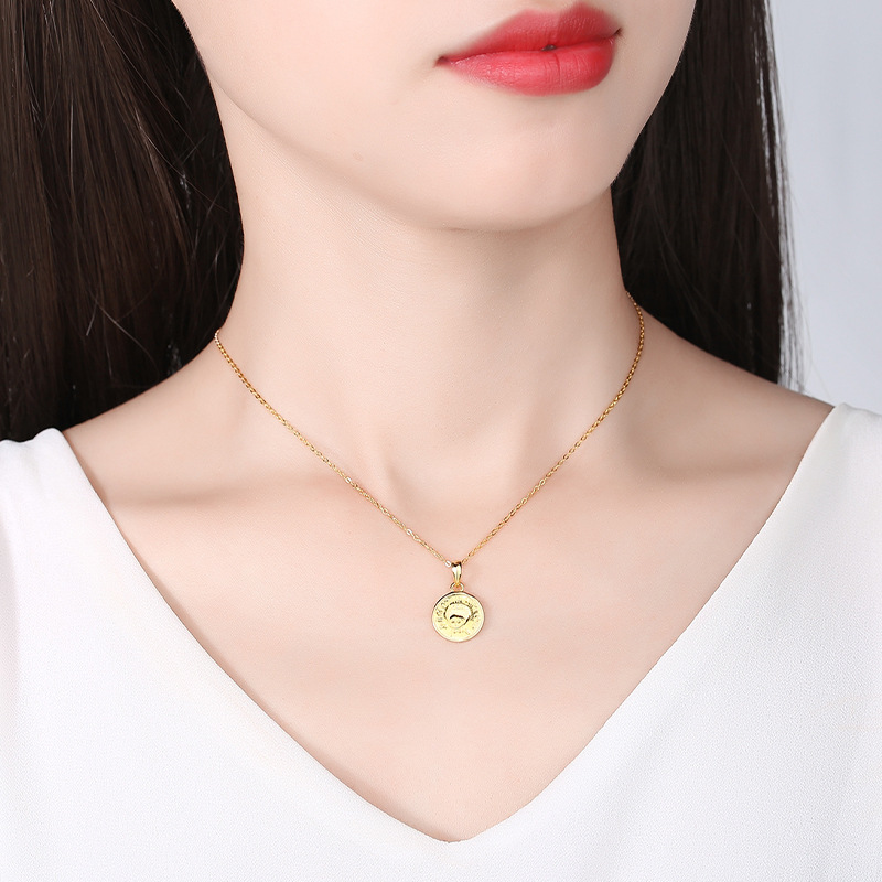 S925 pequeño príncipe colgante luz femenina de lujo nicho ronda marca clavícula cadena moneda pura plata red temperamento frío estilo