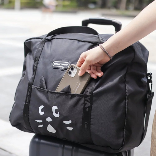 Surprised Cat Cartoon Cute Folding Large Capacity Luggage Bag Portable Travel Bag Men's and Women's Travel Bag Fitness Bag