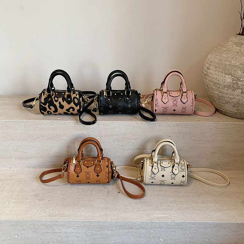 Bear impresión bolso de hombro para niños y niñas estilo coreano extranjero mini bolso de almohada para niños nuevo patrón de leopardo bolso para niños