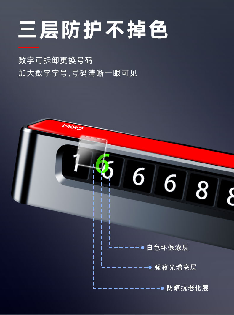 High-End Car Temporary Parking Sign Red Flag Patriotic Parking Number Plate Hidden Parking Mobile Number Plate