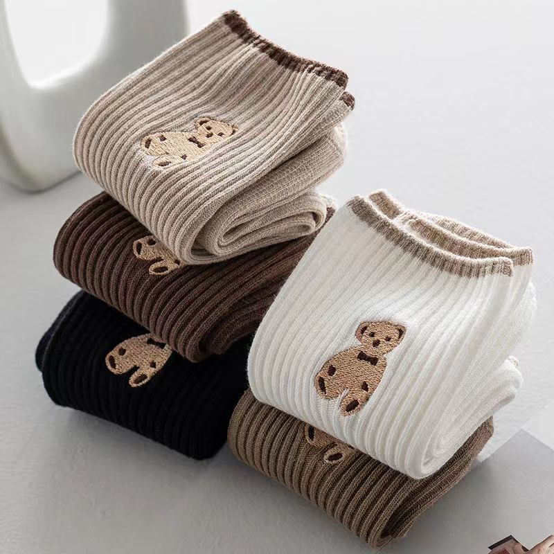 Teddy Bear socks female Korean autumn and winter tube socks ladies autumn and winter socks student socks women wholesale casual women stockings