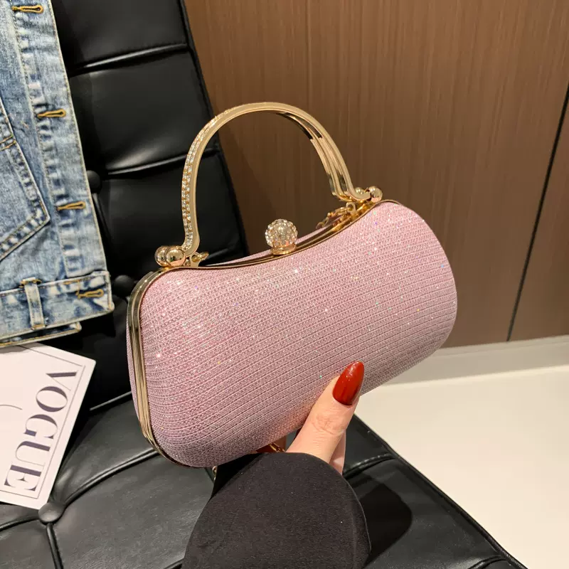 女士温柔时尚手提包2024春季新款百搭ins单肩斜挎包链条小方包女