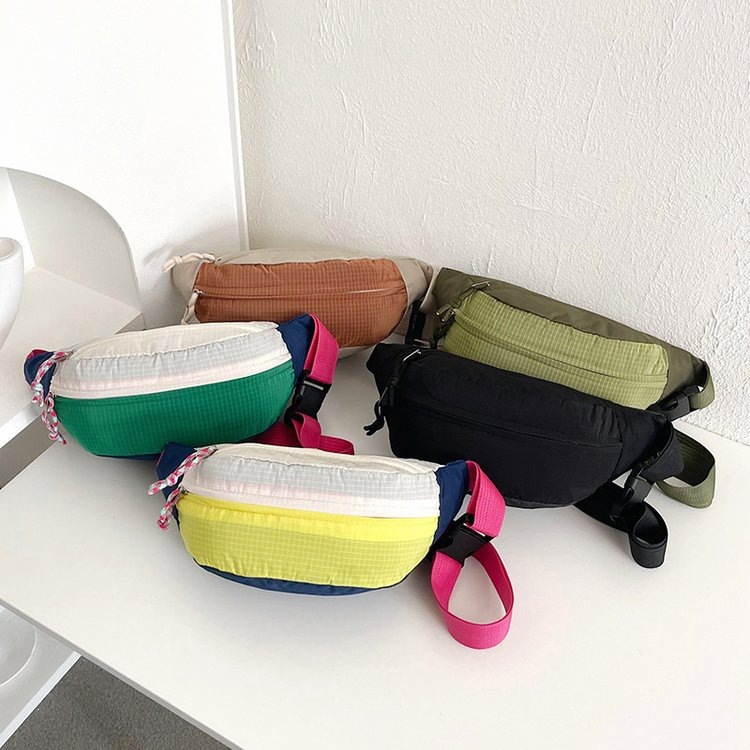 Cross-Border New Style Color-Blocking Sports Dopamine Outdoor Waist Bag Chest Bag Casual Simple Lightweight Cycling Small Crossbody Bag