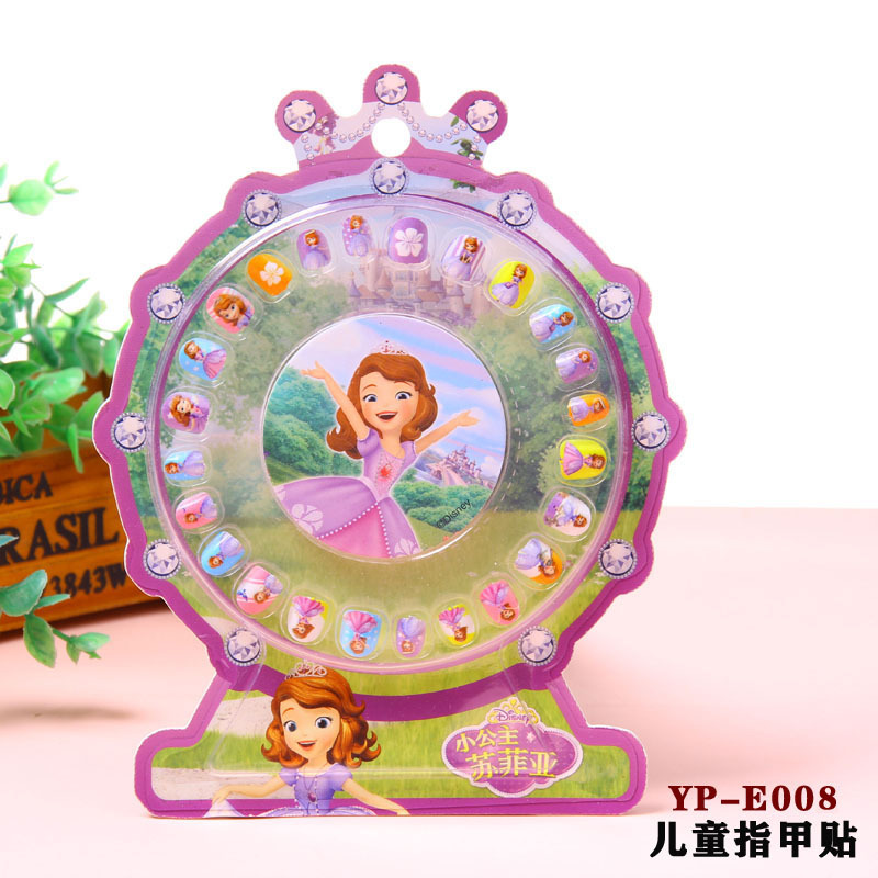 Genuino autorizado de los niños de dibujos animados de diamantes Pegatinas de oído hielo princesa uñas pegatinas chica uñas pegatinas con lima de uñas