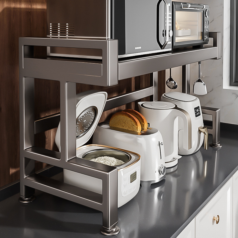 キッチン電子レンジ収納ラック拡張可能な多層オーブンスタンドデスクトップカウンタートップ炊飯器収納ラック|undefined