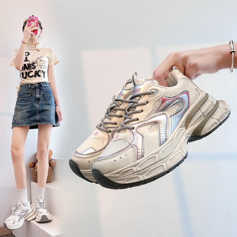 Pantofi sport pentru tătici noi, versiunea coreeană de la Ins, toamna 2024, pentru studenți, alergare, sport, talpă groasă, creștere a înălțimii, pentru timpul liber_voghion.com