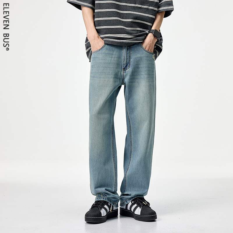 Xintang Cowboy | New Clanfit Straight-Leg Jeans Men's American High Street Micro Hole Men's Wide Leg Jeans