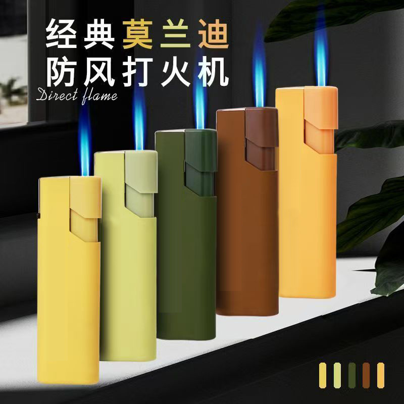 新款直冲防风充气打火机蓝焰加厚便宜防爆耐用广告印字厂家批发