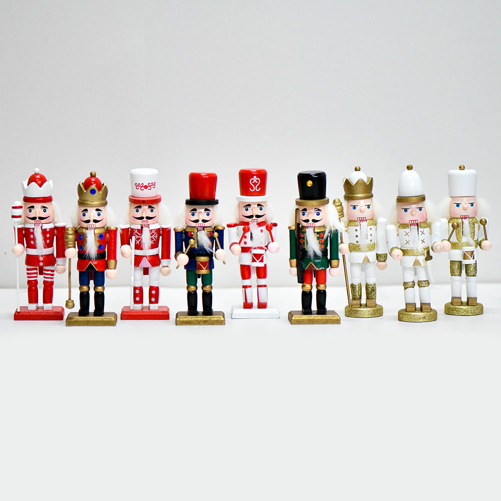Inventario transfronterizo 15CM conjunto de trocanueces marionetas soldados de Navidad colgante de nueces decoración artesanal