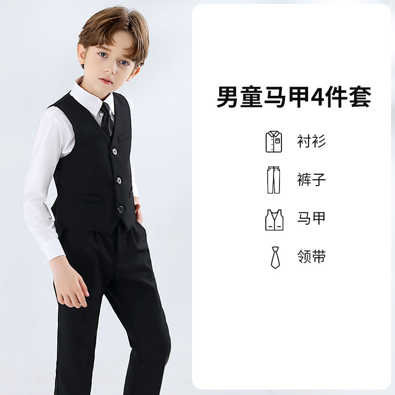 Vestido de los niños niño niña de las flores chaleco traje de piano traje de rendimiento traje de niño pequeño traje de otoño nuevo