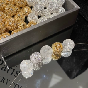 14K Gold-Filled Color-Preserving Hollow Ball Bead Accessories Crystal DIY Spacer Beads and Decorative Pieces for Handmade Jewelry Bracelets