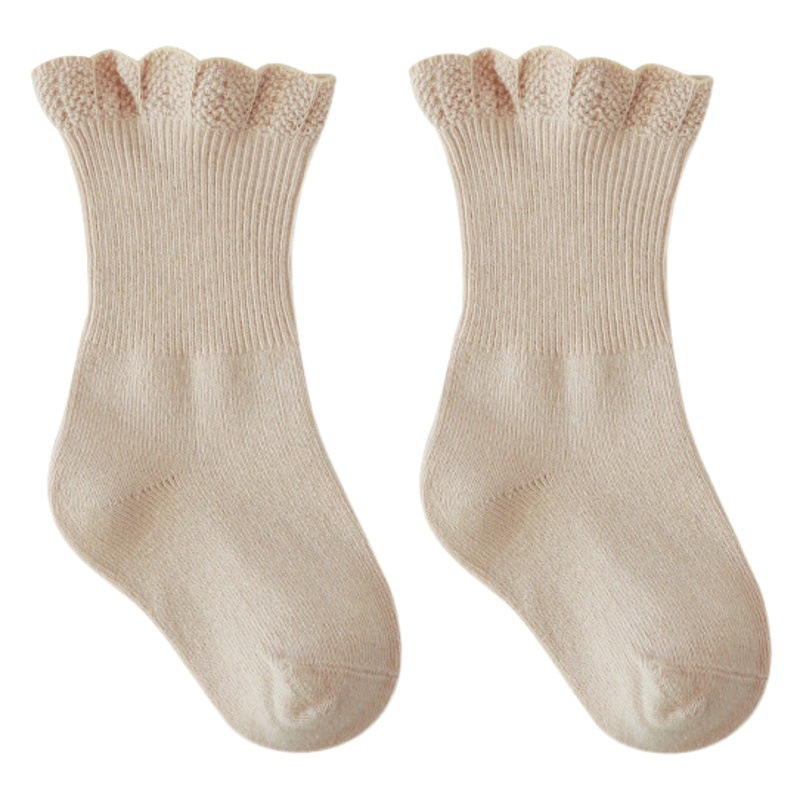 21 primavera y otoño nuevo encaje niñas calcetines de algodón peinado calcetines de bebé recién nacido hecho a mano sin hueso cabeza de costura calcetines de los niños