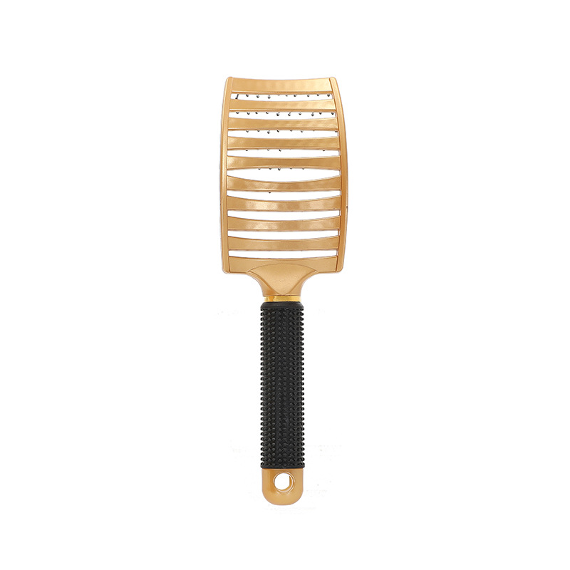 Peine de costilla dorada Cabello de cabeza esponjoso para niñas Peinado doméstico Cabello largo Cabello rizado Limpieza del cuero cabelludo Masaje Peine de curva grande