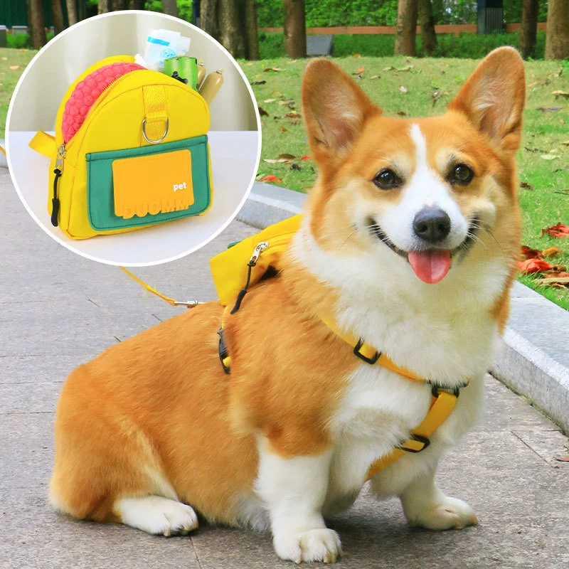 Домашние собаки самоходный рюкзак рюкзак школьный портфель Tedi Kogi Шиба собака ведро нагрудный ремешок буксировки маленький рюкзак