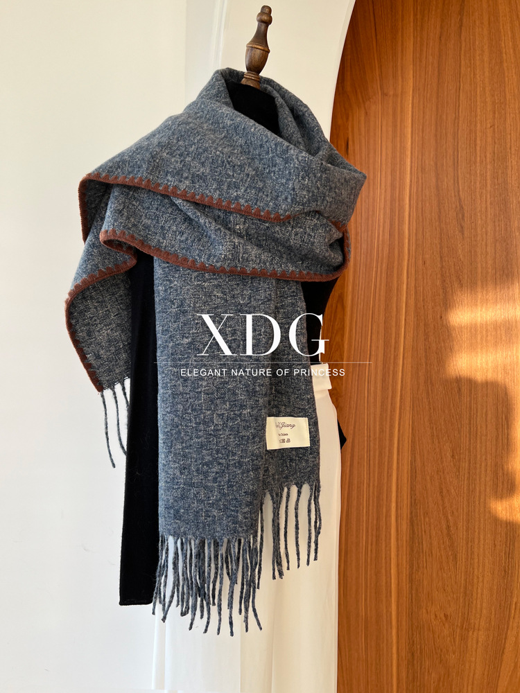 Damen Strickschal, Weicher Wollschal In Kontrastfarben Für Winter_voghion.com
