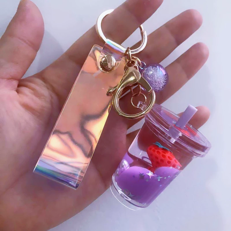 Creative strawberry, keychain, acrylic sandbag, pendant