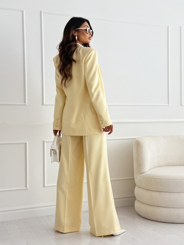 XS, XXL Size Business Women's Elegant Classic Style Solid Color Wool Blend Polyester Blazer Suits Co-ord Set Pants Sets