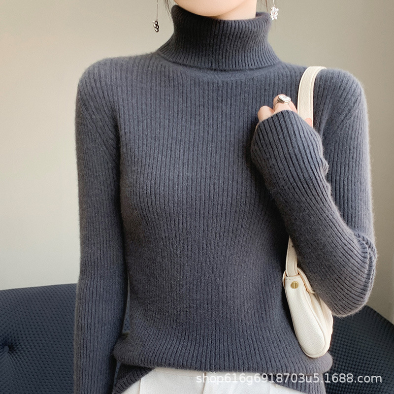 Basic turtleneck sweater women's autumn and winter thickened sweater with overcoat slim fit slimming undershirt Basic turtleneck sweater women's autumn and winter thickened sweater with overcoat slim fit slimming undershirt
