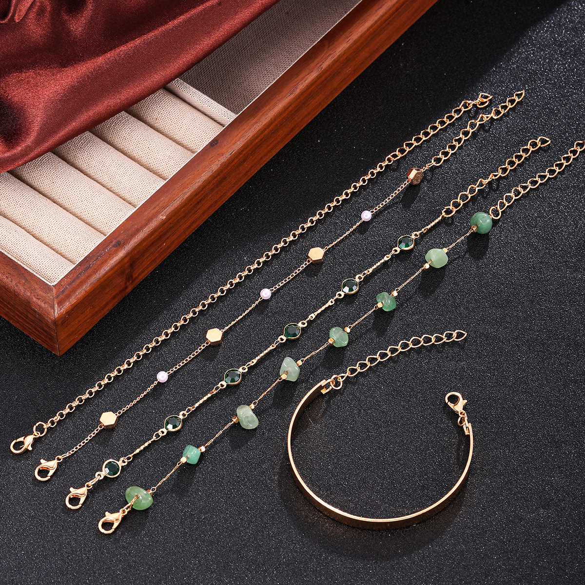 Minimalist Layered Bracelet Set For Women Stackable Gold Finish_voghion.com
