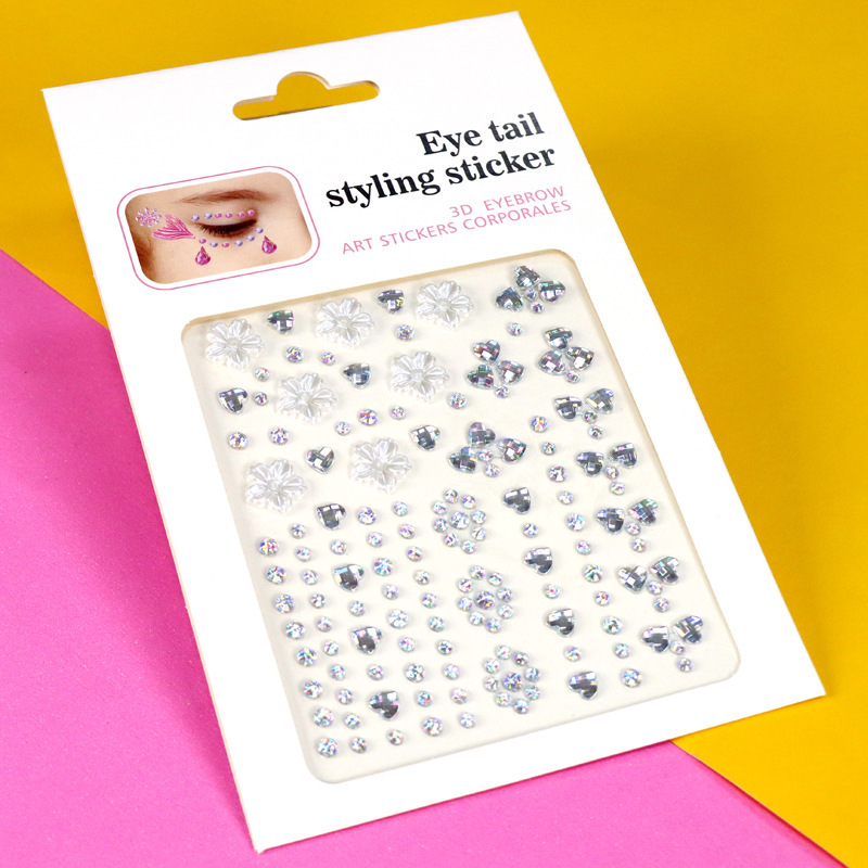 Pegatinas de Pedrería para Maquillaje Facial y Ojos de Resina Autoadhesivo Brillante para Maquillaje Facial y Ojos