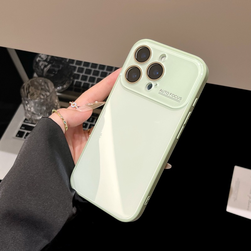 简约韩系大视窗玻璃壳适用iPhone16pro max苹果17手机壳14/15全包|undefined