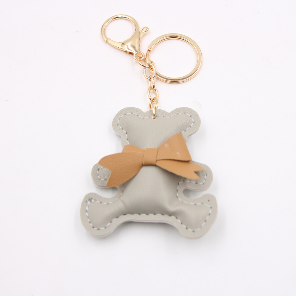 1 Piece Cartoon Style Bear Bow Knot Pu Leather Bag Pendant Keychain display picture 4