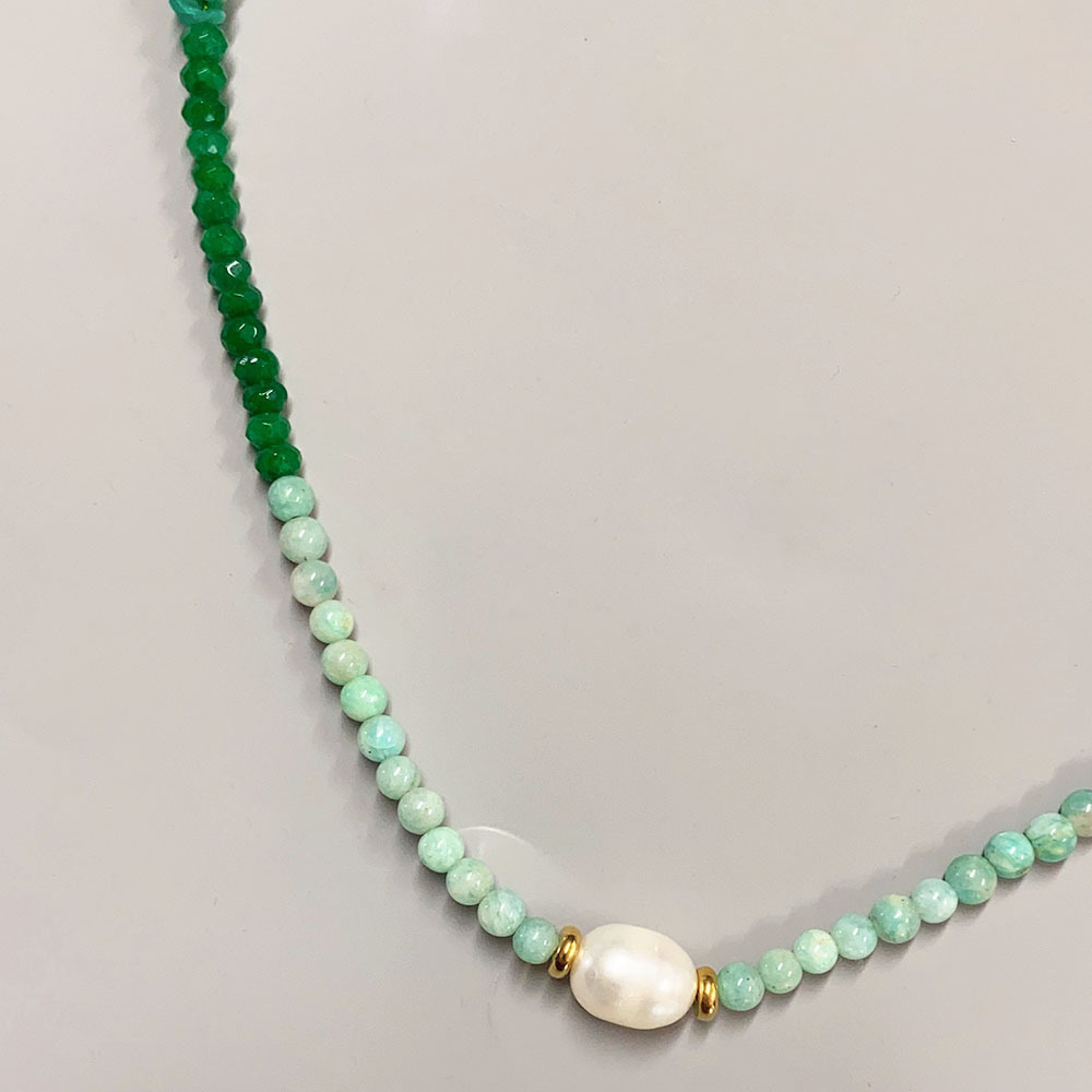 25g Weight Beads Pendant Material Necklace Classification Titanium Steel Chain Material 1 Piece Quantity Holiday, Daily Occasion Beaded, natural stone, Titanium Steel Material Geometric Pattern Women's Gender Beaded Design Simple Style Style Simple Style Geometric Beaded Natural Stone Titanium Steel Necklace In Bulk 54