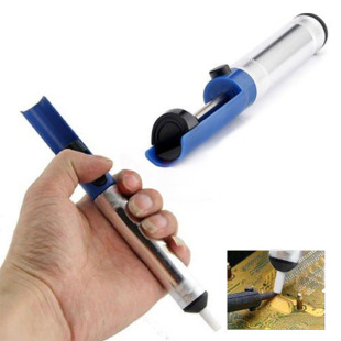 Tin Suction Pump Small Half Aluminum Tin Suction Manual Tin Suction Repair Soldering Waste Tin Assistant