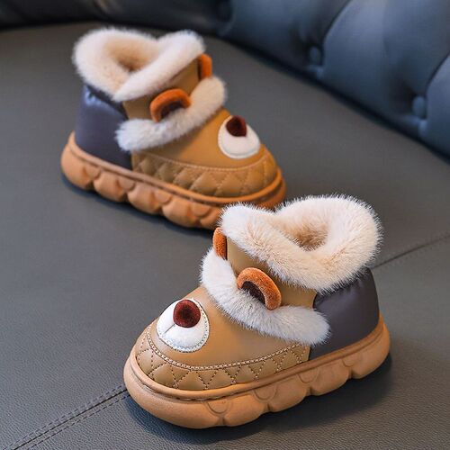 Home Cute Cartoon Warm Outdoor Winter Baby Anti-Slip Cotton Shoes Cotton Shoes British New Style Waterproof Children