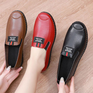 [3304 Times Repurchase] Women's Shoes, Casual Mom's Shoes, Korean Style Middle-Aged and Elderly Flats Leather Soft Sole Waterproof Women's Shoes
