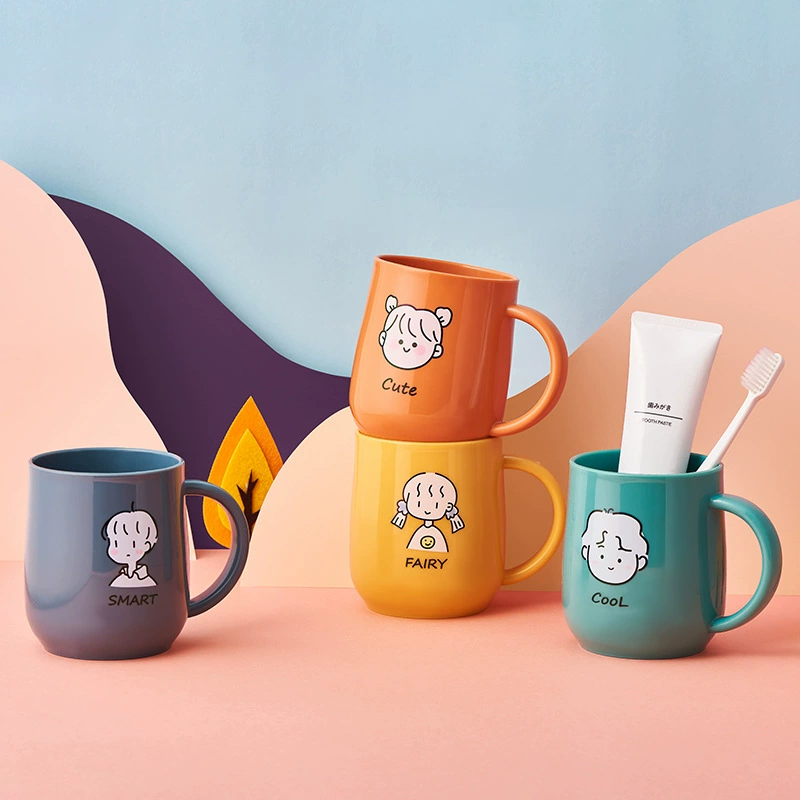Макарон цвет пластиковая чашка для полоскания портативная ручка мультяшная чашка для чистки зубов модная новая пара полоскание горло чашка