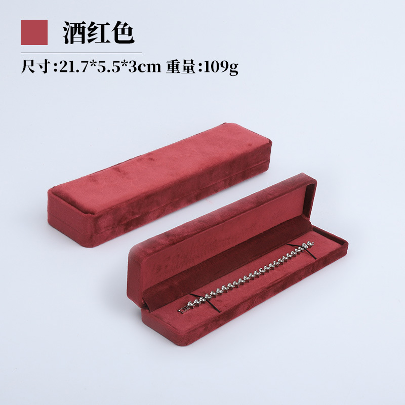 Caja de joyería de terciopelo de alta gama, caja de embalaje de terciopelo para anillos, pulseras, pendientes, cadenas largas, caja de regalo para joyería