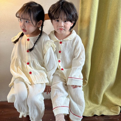 Children's pajamas boys  new spring and autumn pure cotton gauze baby suits children girls home clothes