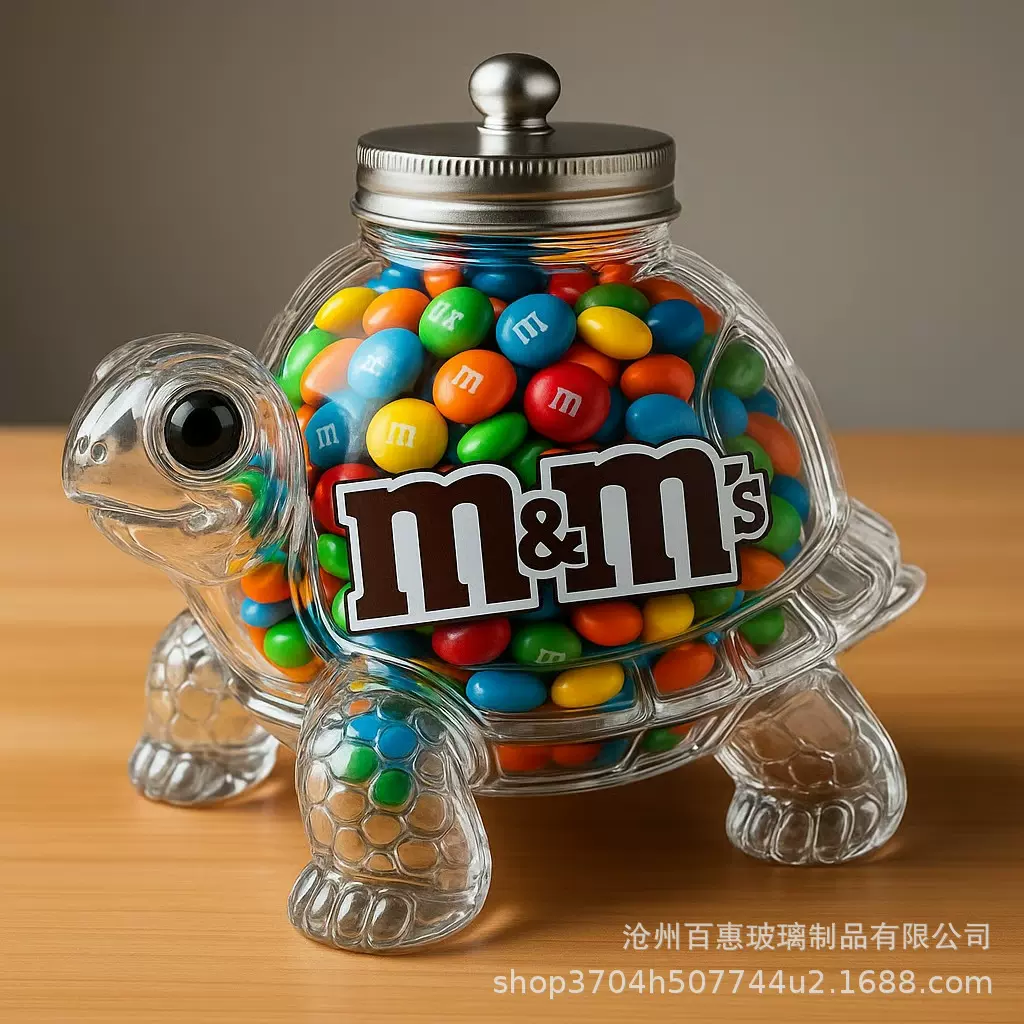 跨境新品Snack Jar 乌龟储存零食罐玻璃罐摆件动物样式零食罐加工