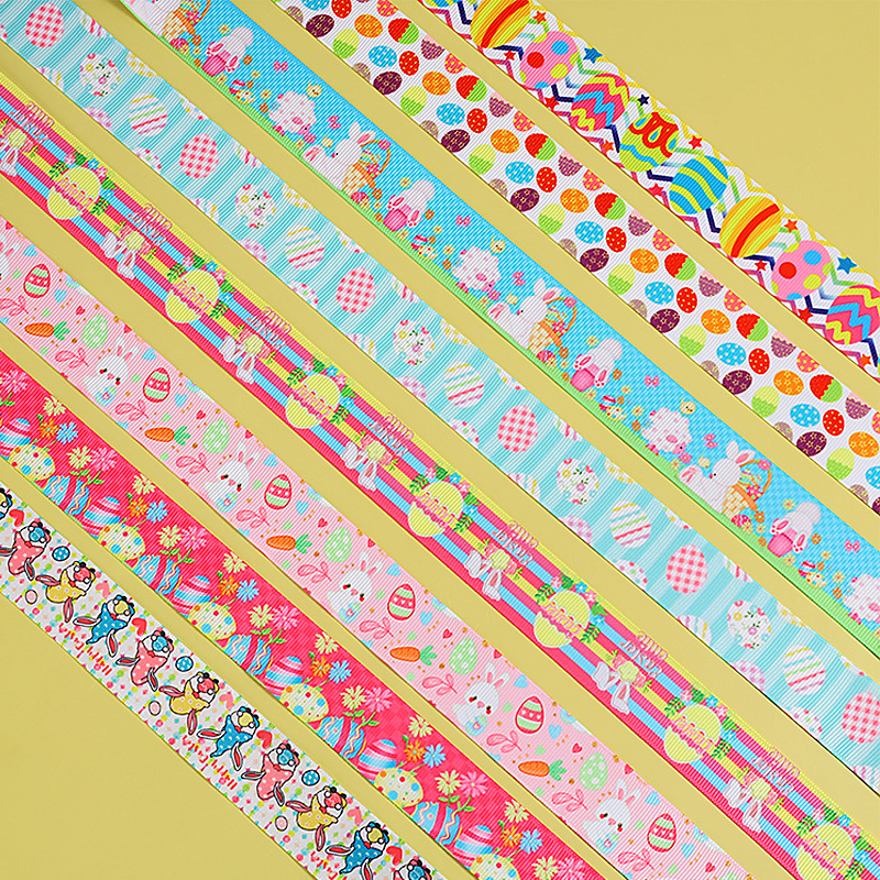 Cinta de poliéster para Pascua, lazos para el pelo, cinta acanalada para envolver regalos, cinta para ramos, venta al por mayor, estilo nórdico