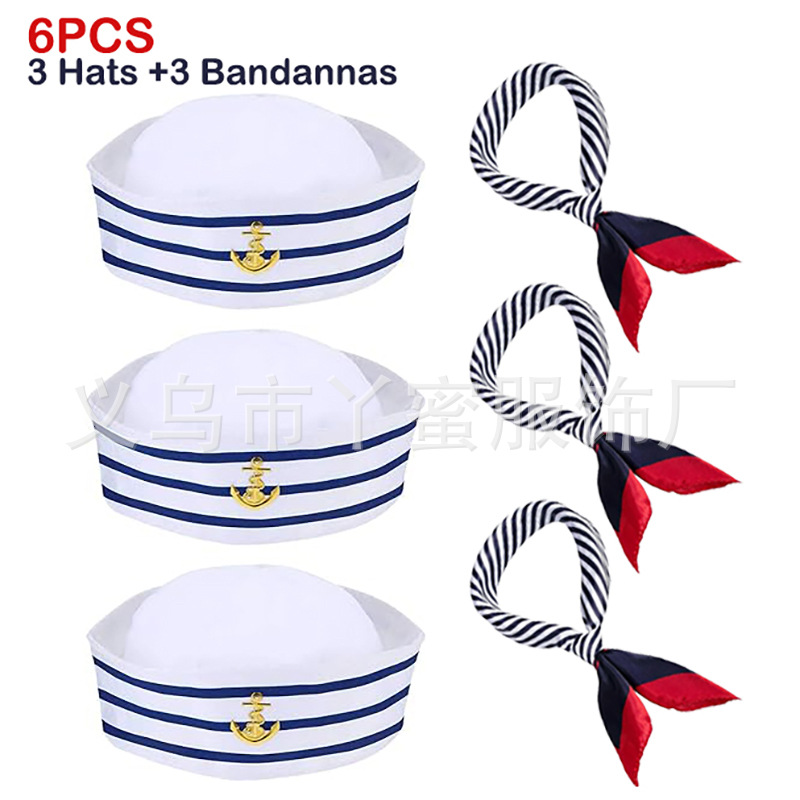 Juego de 6 piezas de marinero azul y blanco