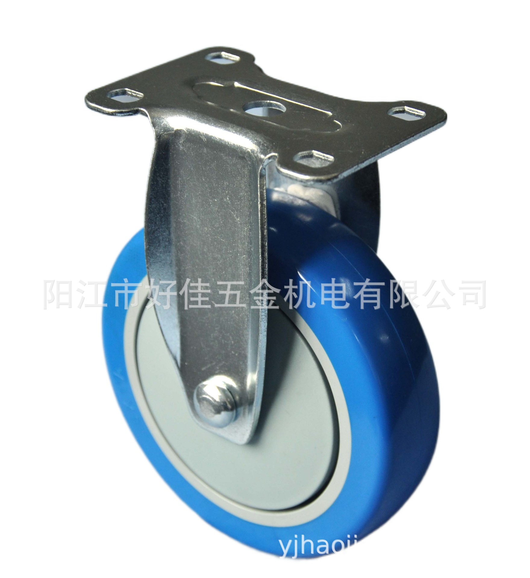 源头工厂直供5寸中型滚珠轴承蓝色聚氨酯PU固定脚轮