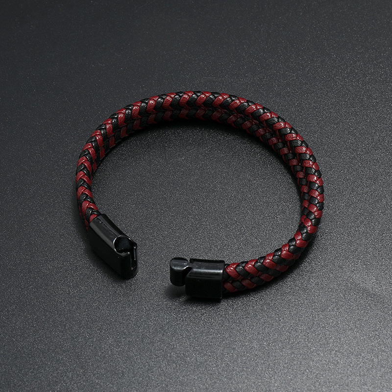 Fashion Simple Retro Woven Magnet Clasp Leather Bracelet