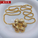 中古风金属项链小香风山茶花颈链长款毛衣链复古高级感饰品厂家批