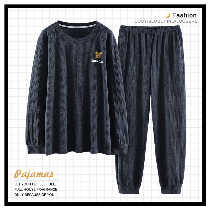 Jiao caimeng pijamas de hombre primavera y otoño algodón otoño manga larga casual tobillo atado ropa para el hogar 2022 nuevo