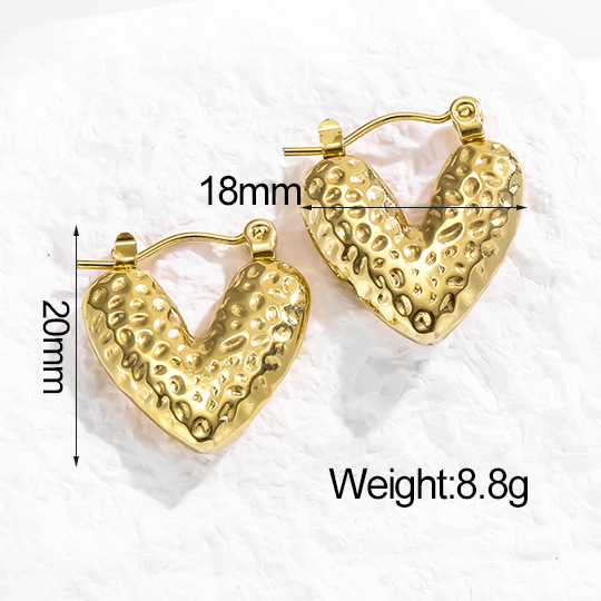 11g Weight 304 Stainless Steel Ear Needle Material Ear Studs Classification 1 Pair Quantity Holiday, Daily Occasion 304 Stainless Steel Material Heart Shape Pattern All Seasons Season Women's Gender Plating Design Simple Style Style 1 Pair Simple Style Heart Shape Plating 304 Stainless Steel Ear Studs 9