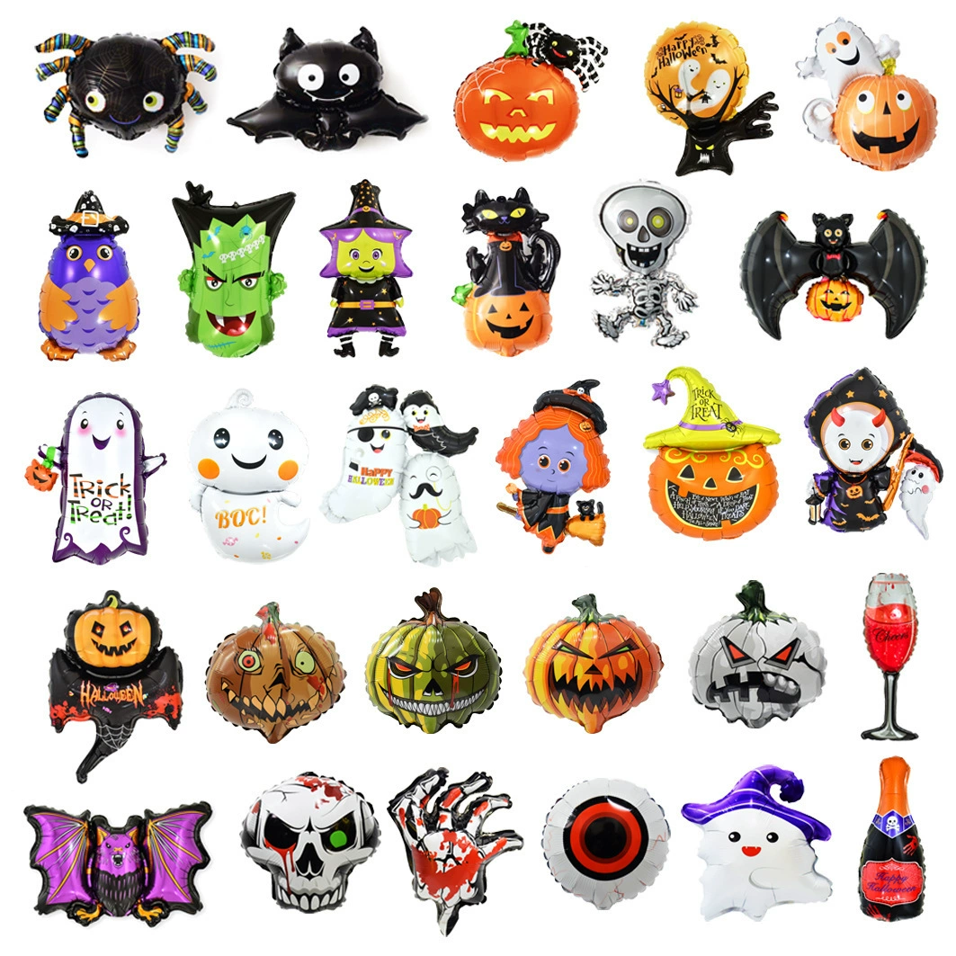 Мини-воздушный шар на Хэллоуин, фестиваль призраков, забавная летучая мышь, тыква, голова, череп, стол, плавающая алюминиевая пленка, декоративный реквизит