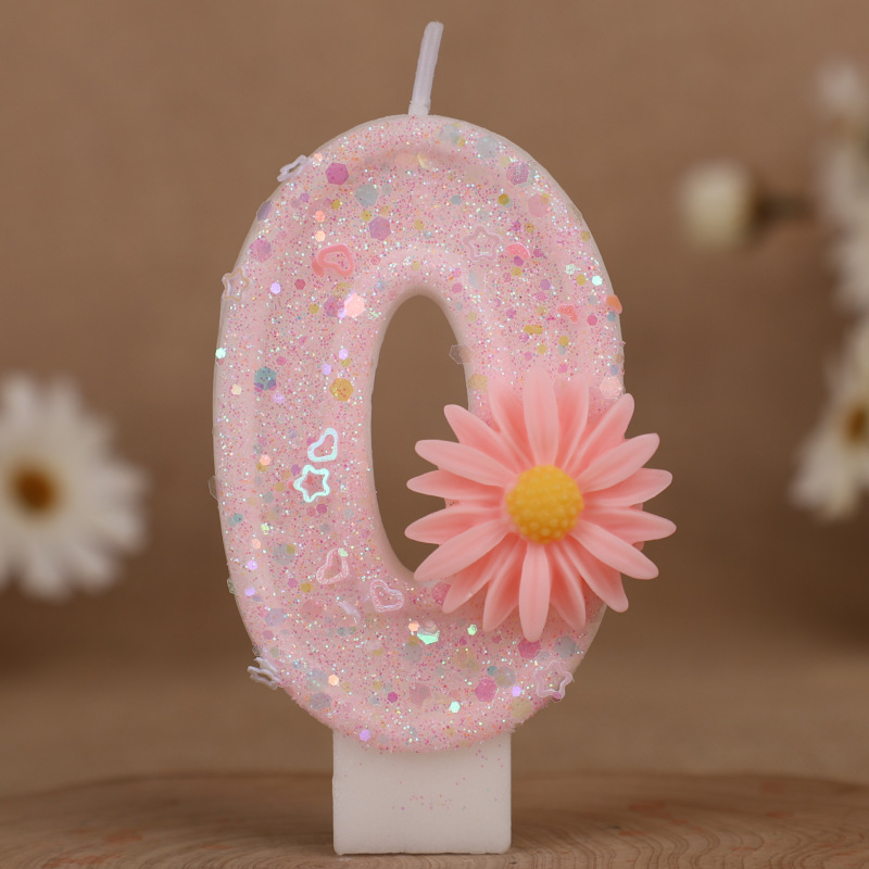 クロスボーダー Amazon Xiyin クリエイティブ ピンクひまわりデジタル誕生日キャンドル ケーキ デコレーション 0-9 デジタル キャンドル用|undefined