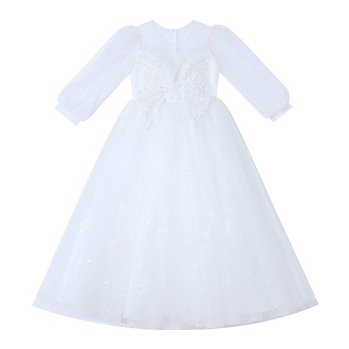 Princess-style girl dress, stylish, full of fairy tale charm, piano performance costume, high-end child host evening gown, runway dress.