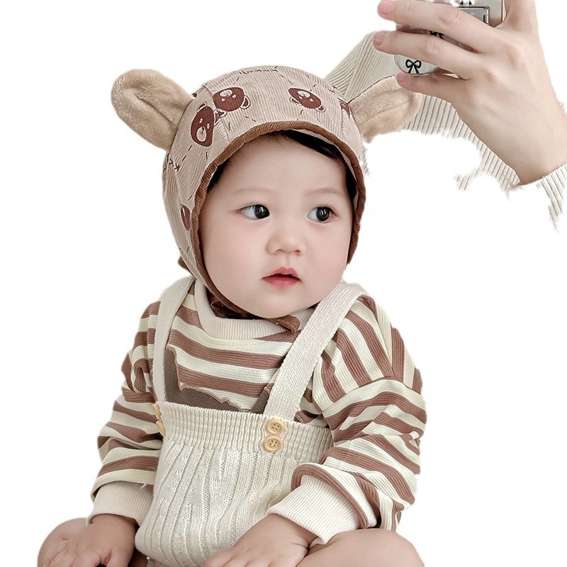 Sombreros para bebés primavera y otoño bebés lindos sombreros de luna llena sombreros de embarazo otoño y invierno sombreros de protector de oídos recién nacidos