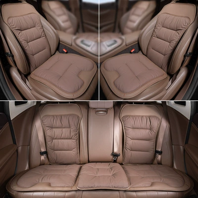 Four Seasons Pad – leather four seasons universal comfortable non-slip - seven-piece-setfront-and-rear-seat-cushions-and-backrests-chestnut-brown-unlabeled-clean-version