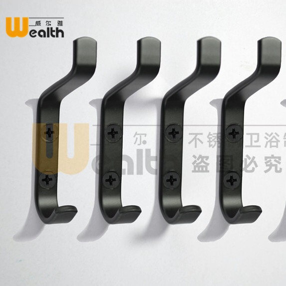 Cross-border Amazon Space Aluminum Perforated Hook Bathroom Coat Hook Door Rear Traceless Single Hook Kitchen Wall Hanging Coat Hook