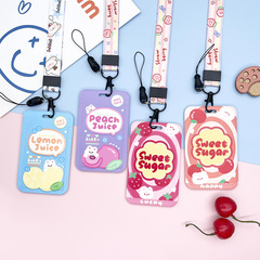 Sliding cover embossed student cartoon card holder anti-loss durable card bag campus card library card protective cover wholesale card bag