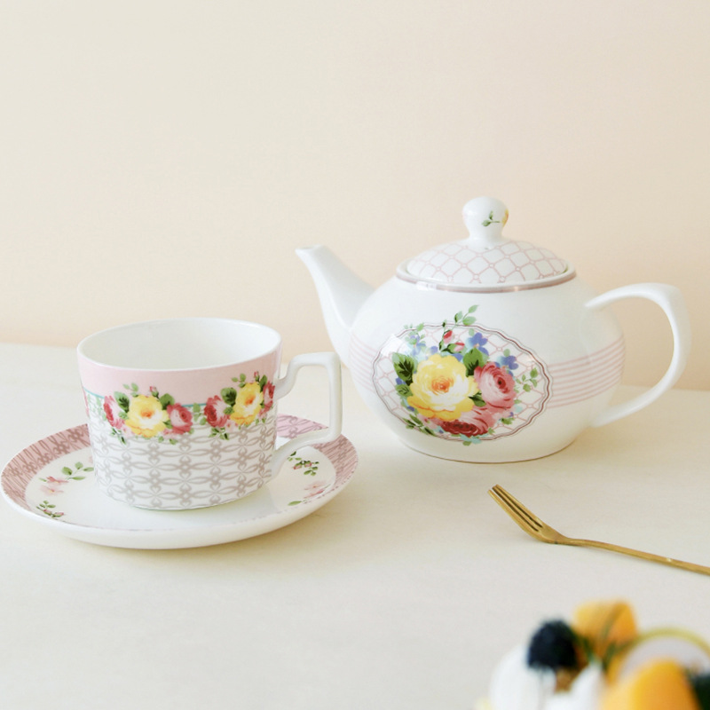 Té de la tarde, tetera de porcelana de hueso de alto valor, tetera, Boda, Cerámica Xinju, Tazas y platillos de café de gran capacidad para el hogar